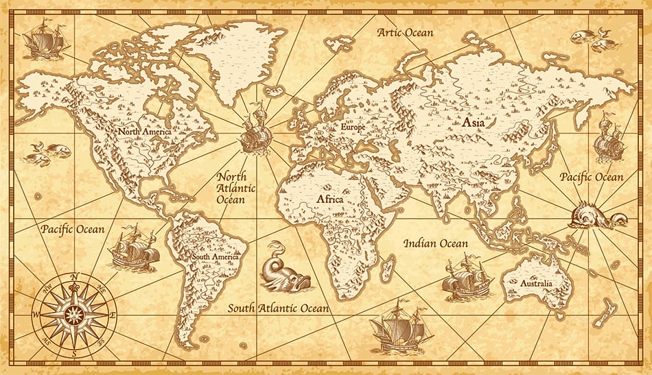 A Vintage Sailing Map as Traditional Artwork