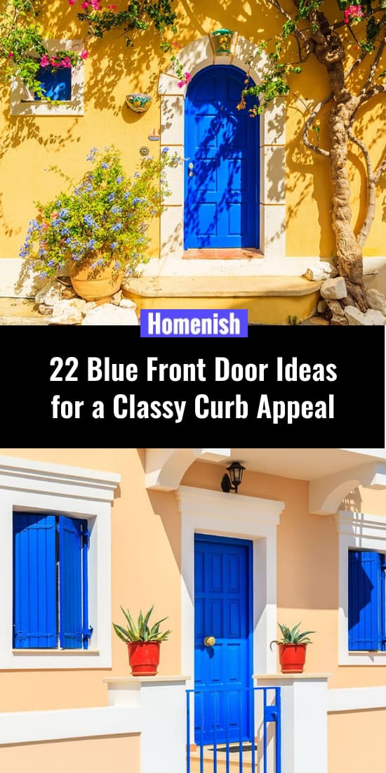 22個藍色前門的主意，一個經典的路沿吸引力