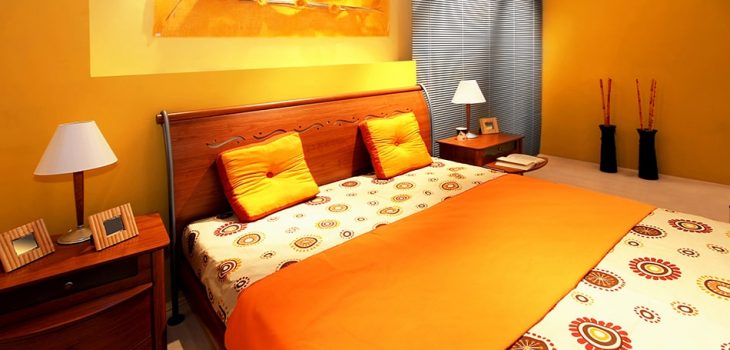 時髦的橙色臥室裝飾創意配圖