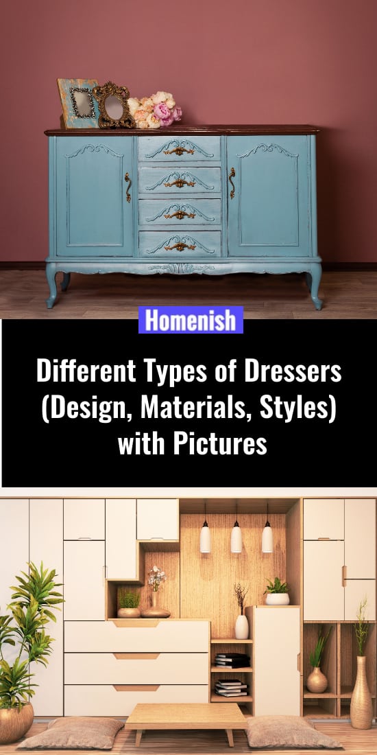 不同類型的梳妝台(設計，材料，風格)與圖片