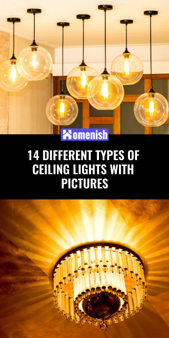 14種不同類型的天花板燈的圖片