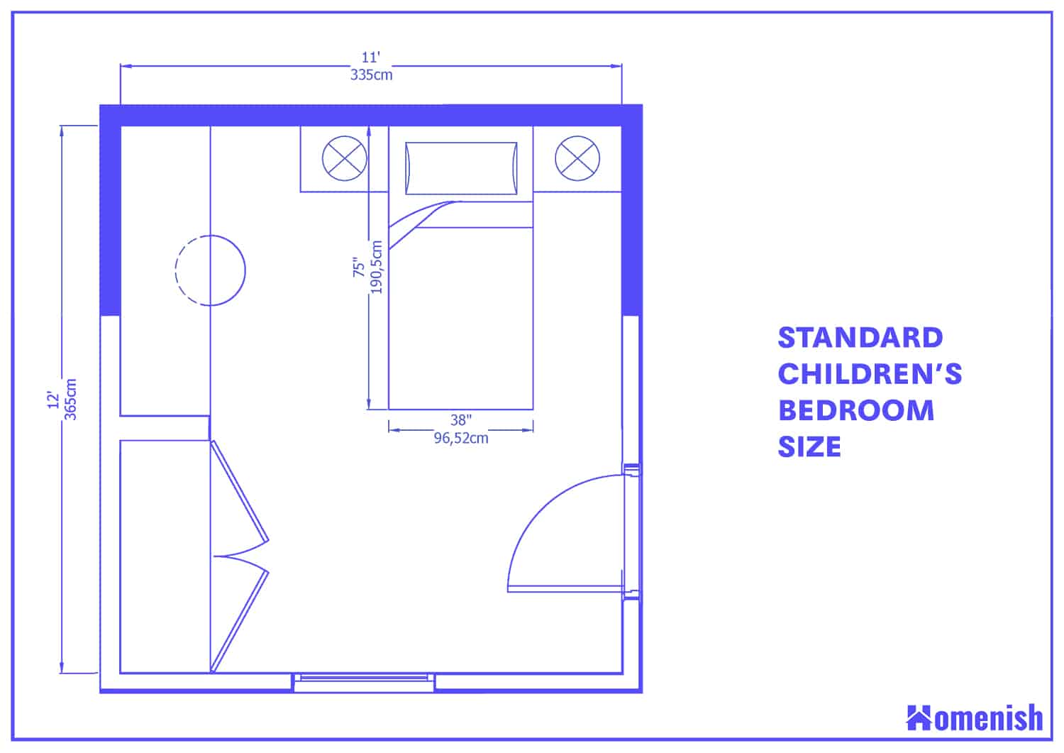 標準兒童臥室大小