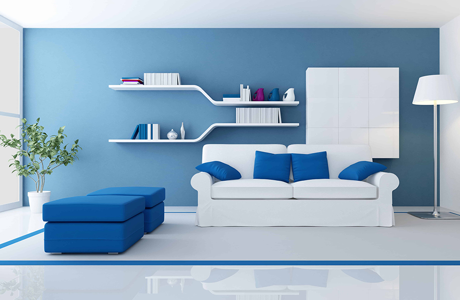 白色和藍色家具的混合