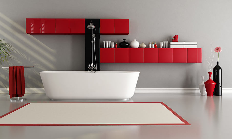 12個大膽而美麗的灰色和紅色浴室創意