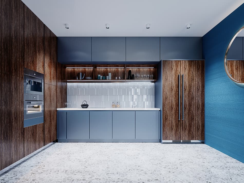 7個棕色藍色廚房創意，打造一個色彩豐富的烹飪空間