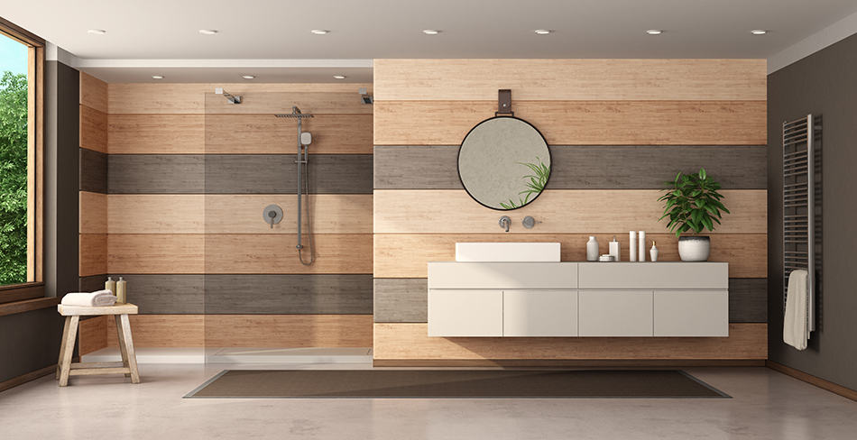 浴室牆壁的木材