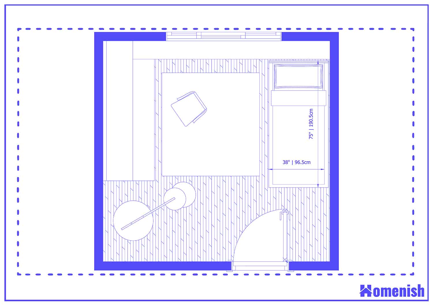 青少年臥室和工作空間平麵圖
