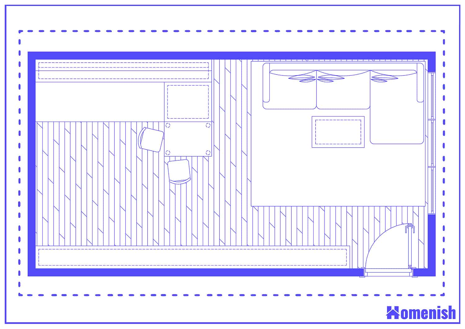 Narrow Kitchen and Living Room Floor Plan