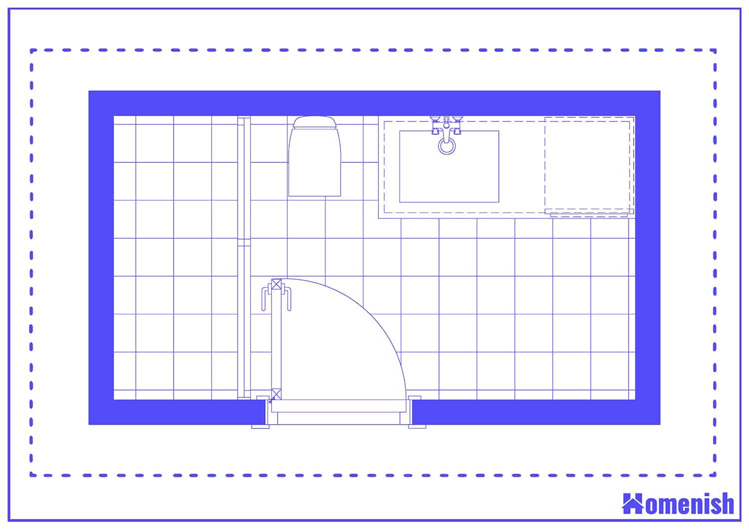 Custom Laundry and Bathroom Combo Floor Plan