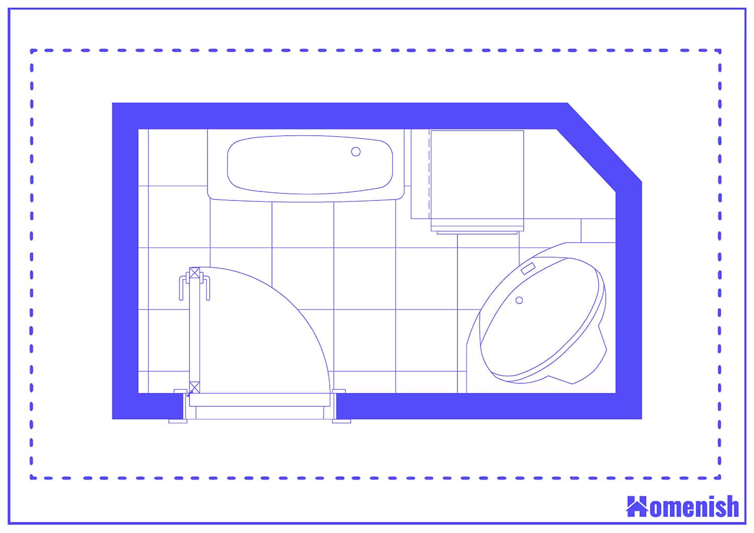 Sleek Jacuzzi Bathroom with Laundry Space Floor Plan