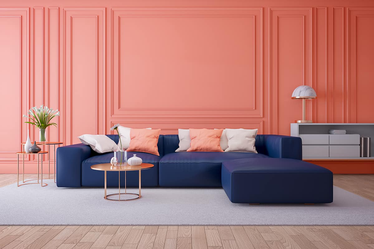 珊瑚粉紅色的藍色家具