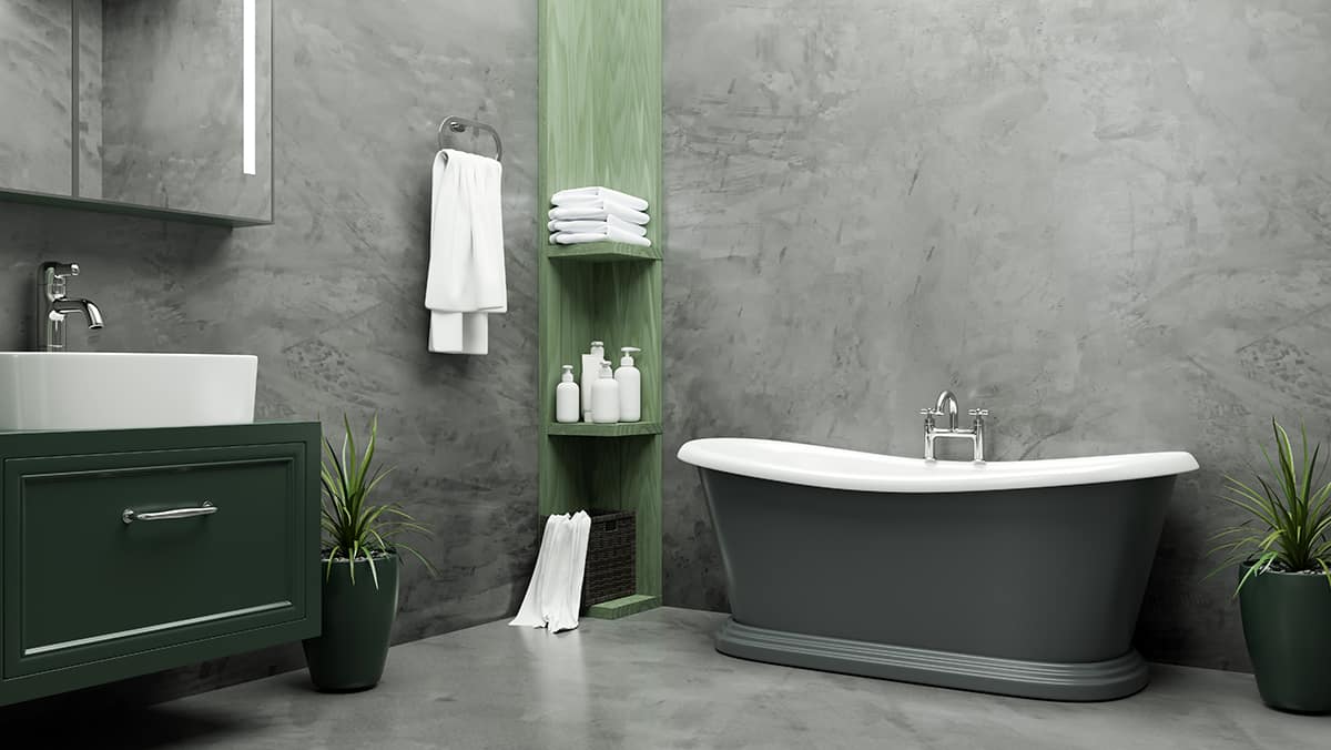 Forest green bathroom cabinet