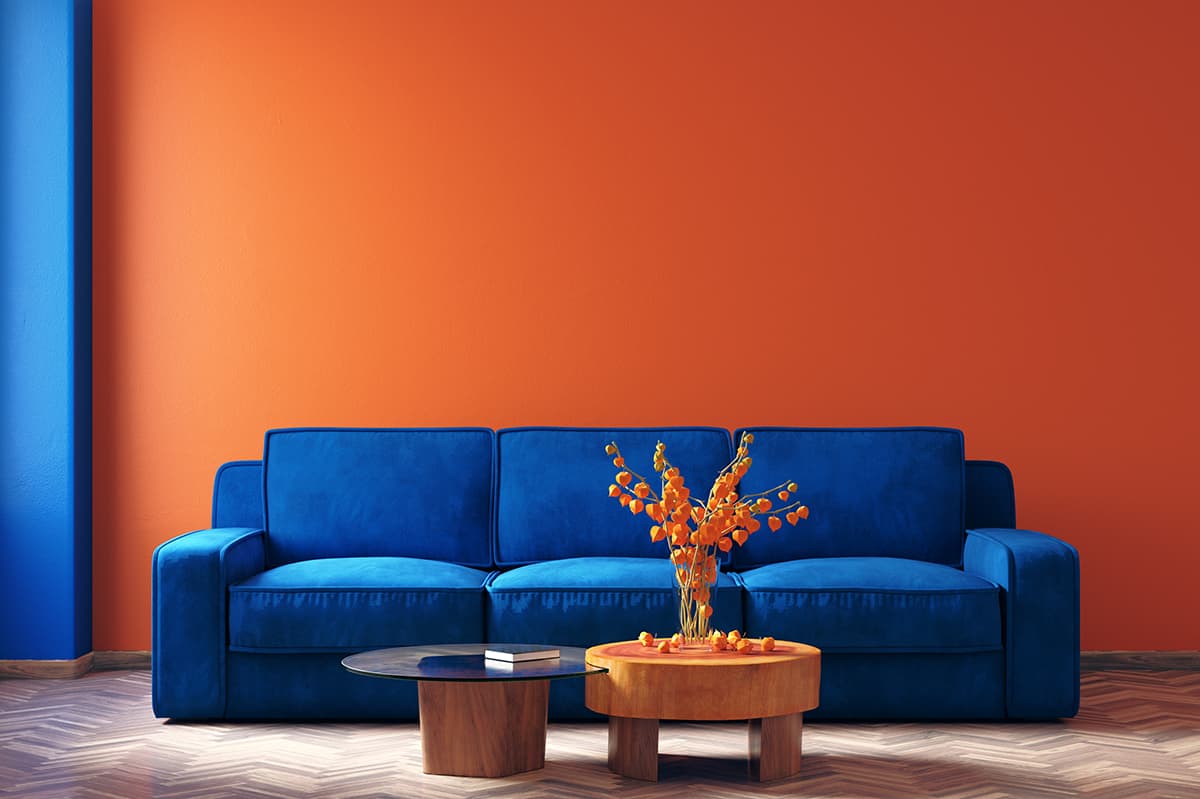橙色藍色家具