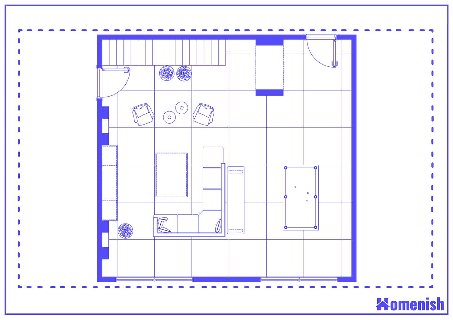 Sectioned Entertainment Room Layout Floor Plan