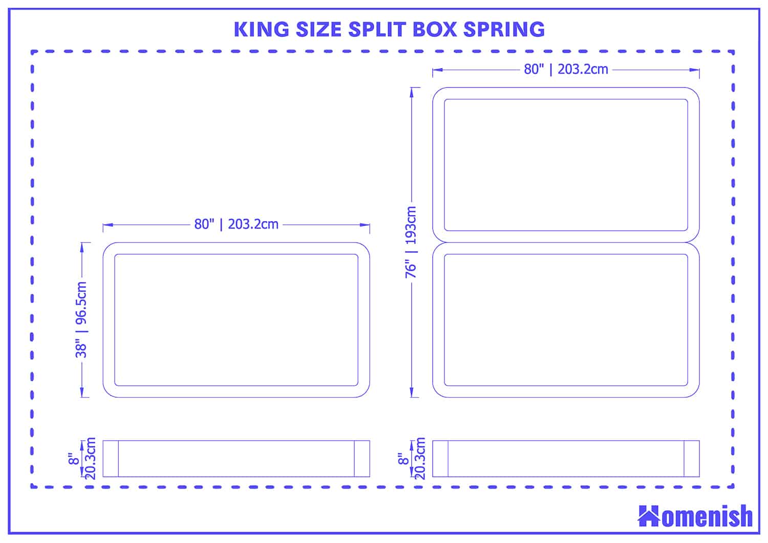 國王尺寸的拆分盒彈簧