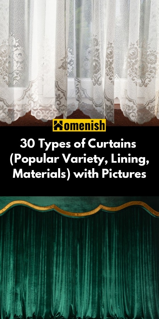 30種窗簾(流行品種，襯裏，材料)與圖片