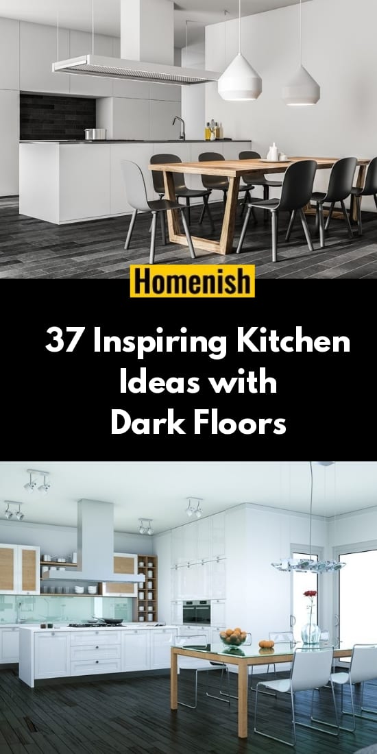 37個用深色地板設計的廚房創意